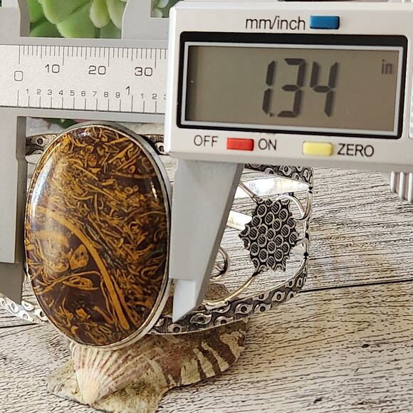 Miriam Stone Sterling Silver Cuff Bracelet - Bold Natural Elegance - Picture 7 of 10